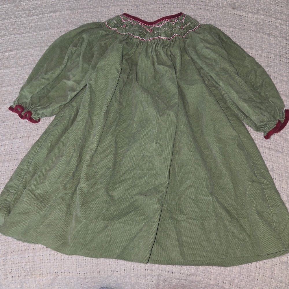 Petit Ami Green and Red Kids Dress